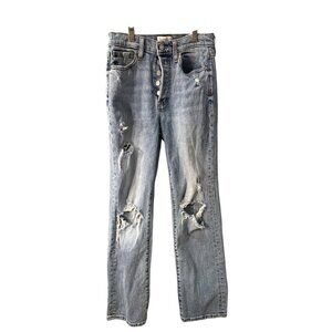 Pistola Distressed Light Wash Button-Fly Straight-Leg Jeans Size 25 EUC